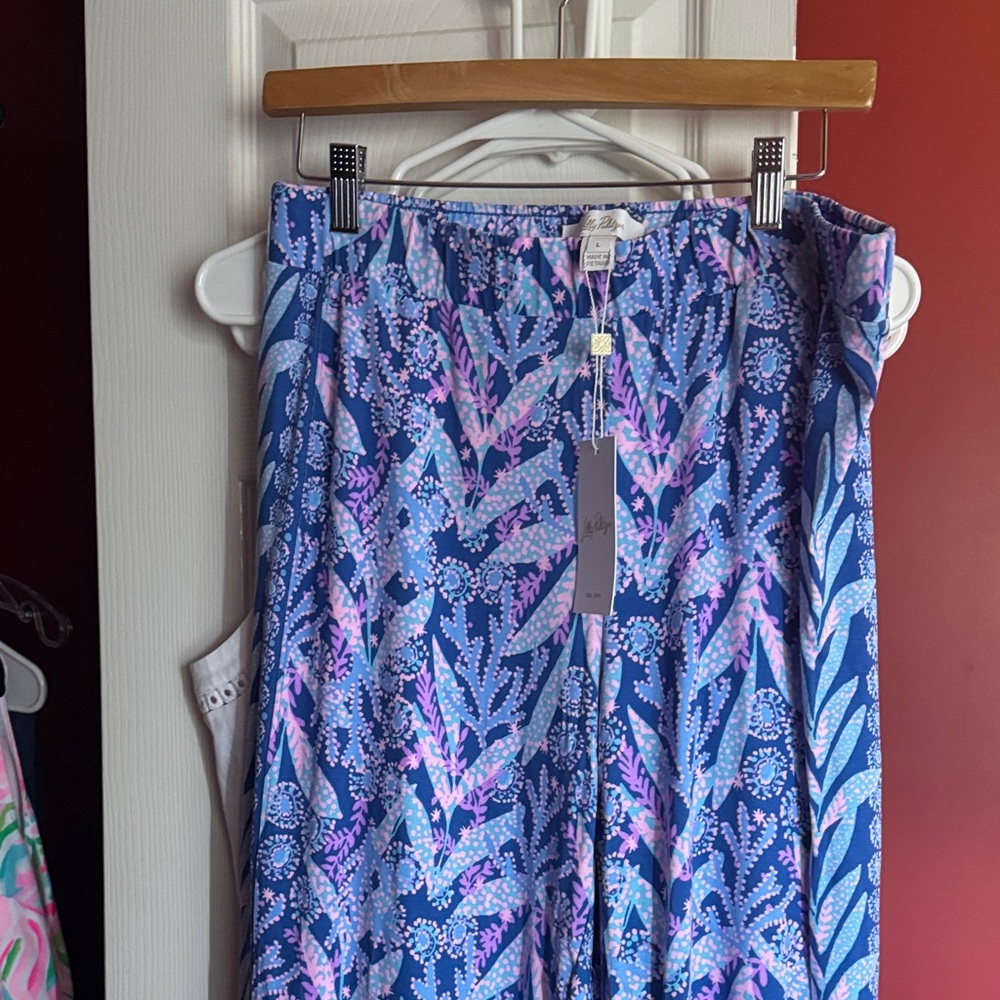Lilly Pulitzer Blue and Pink Wide Leg Pants